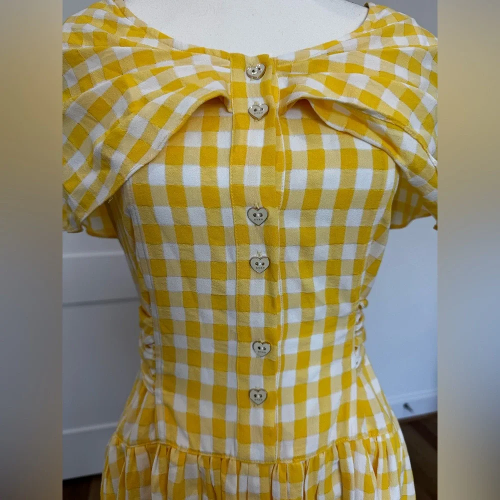 💛🌼 Buru Gingham Midi Dress – XS | NWT | Vintage Charm 🌼💛 - Picture 8 of 16